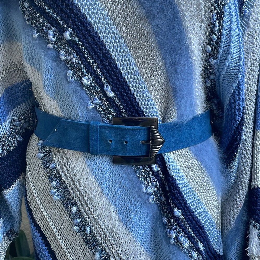 Vintage royal blue Escada suede leather belt